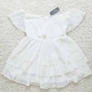 NWT Lulus True Lover White Lace Ruffle Of the Shoulder Strapless Dress Size XL